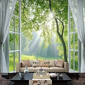 Χαμηλού Κόστους Ταπετσαρίες τοίχου-ταπισερί Σημαιάκια Κουβέρτα Ρουστίκ Παράθυρα Δέντρο Μοντέρνα 3D Υπνοδωμάτιο Σαλόνι Κοιτώνας Δωμάτιο Εφήβων Κοιτώνας Κολλεγίου Βεράντα τοίχου Διακόσμηση Σπιτιού