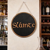  Día de San Patricio Cartel Colgante de Madera Sláinte Decoración de Pared de Pub Irlandés Placa Redonda Decoración Rústica para Bar y Sala de Juegos en Casa