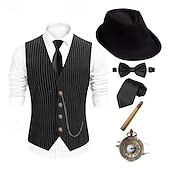 رخيصةأون أزياء الرجال من عشرينيات القرن العشرين-غاتسبي العظيم انسان محترم رجل العصابات عتيق / معتق الهدر 20S عشرينيات ملابس سترة قبعة بنما مجموعة الإكسسوارات رجالي كوستيوم عتيقة تأثيري حفلة تخرج / حفلة موسيقية / حفلة رقص مهرجان ربطة عنق