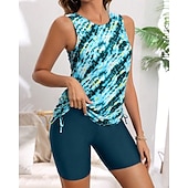 Χαμηλού Κόστους Surfing Tankinis και Bikinis-Γυναικεία Μαγιό Τανκίνι Δύο Κομμάτι Μαγιό Γραφική Φαρδύ μανίκι Προστασία UV Υψηλή Ελαστικότητα Αμάνικο Μαγιό Σέρφινγκ Καταδύσεις Ψαροντούφεκο Καλοκαίρι