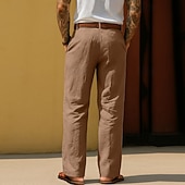 levne podnikání-Pánské Bavlněné plátěné kalhoty Kalhoty Letní kalhoty Volné kalhoty Plážové kalhoty Kapsy Pevná barva Pohodlné Prodyšné Denní Venkovní Plážové prázdniny Módní Černá Bílá Neelastické