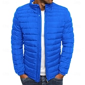 preiswerte Daunenjacken &amp; Parkas für Herren-Herren Wintermantel Winterjacke puffer jacket Steppjacke übergangsjacke Klassicher Stil Casual Warm Winter Feste Farbe Hellblau Marineblau Groß Rot Gras-Grün Pufferjacke