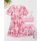 זול טנקיני וביקיני לגלישה-בגדי ריקוד נשים סטים של ביקיני בגד ים ביקיני גבוה עם מותן מרופד טרופי הגנת UV גמישות גבוהה ללא שרוולים בגדי ים גלישה צלילה שנרקול קיץ