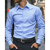 economico Geometrica-Per uomo Camicia Camicia casual Camicia con Bottoni Blu Nero Verde chiaro Rosa Verde Manica Lunga Strisce verticali Bavero Casuale Quotidiano Abbigliamento Moda Casual Confortevole