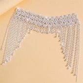 olcso Tánckiegészítők-Samba Kiegészítők Csillogó Rhinestone Oszlopos Fejdísz - Ezüst Kristály Homloklánc Gatsby Esküvői Maszkabál Kiegészítő Előadói Jelmez