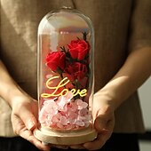 olcso Dekoratív fények-Üveg Rózsa Örökre Örök Kristály Virág Felkeltett Rózsák Üveg Dóm alatt Ajándékok Nőknek Anyának Nagymamának Feleségnek Nővérének