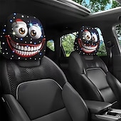 رخيصةأون أغطية الأثاث-2 قطعة من أغطية مسند رأس السيارة المطبوعة عليها قبعة عيد الميلاد المدهشة، ديكور السيارة، بدون حشو، سهلة التركيب والغسل، مناسبة للسفر لمسافات طويلة لتخفيف التعب، ديكور سيارة مضحك مثالي