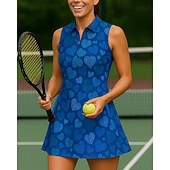 cheap Women's Shirt-Women's Heart Tennis Dress Golf Dress Sleeveless Dress Sleeveless Zipper High Elasticity Breathable Tennis Golf Badminton Polo Collar Dress Pink Army Green Red Tennis Clothing