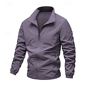 economico Giubbotti Casual-Per uomo Giacca Leggera Giacca Casual Casuale Quotidiano Sport Tasca Primavera Autunno Semplice Streetwear Elegante Collo alla coreana Regolare Nero Blu marino Cachi Verde militare Grigio scuro Giacca