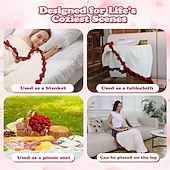 levne Deky a přehozy-Valentýnská gradientní deka s kyticí konvalinek, ručně vyráběný přehoz s umělými květinami, deka na spaní, uměle tkaný přehoz, perfektní dárek pro blízké