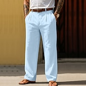 levne podnikání-Pánské Bavlněné plátěné kalhoty Kalhoty Letní kalhoty Volné kalhoty Plážové kalhoty Kapsy Pevná barva Pohodlné Prodyšné Denní Venkovní Plážové prázdniny Módní Černá Bílá Neelastické