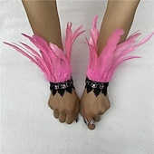 abordables Accesorios-Carnaval 2026 Accesorios de Samba del Carnaval de Río Muñequeras de Plumas Negras con Encaje - Pulseras Elegantes para Fiestas Gatsby Disfraz de Festival de Brasil