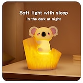 cheap Nursery Night Lights-7-Color Gradient Koala Soft Silicone Patting Light Usb Charging Nightlight Timer Christmas New Year Festival Birthday Gift Bedroom Atmosphere Light