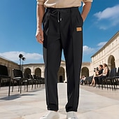 preiswerte Freizeithosen-Herren Hose Freizeithose Baggy-Hosen Kordelzug Tasche Elastischer Bund Einfach Komfort Weich Lässig Täglich Outdoor Urlaub Mode Schwarz Armeegrün