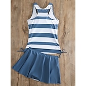 Χαμηλού Κόστους Τανκίνι-Γυναικείο Μαγιό Ταγκίνι 2 Τεμαχίων Φούστα Έλεγχος Κοιλιάς Ψηλός Ορθοστάτης Σλιμ Ανοιχτή Πλάτη Διακοπές Παραλία Φορέματα Σημαία Ράσβερ  U Λαιμός Αμάνικο