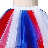  250-jähriges Jubiläum USA Retro Vintage 1980er Reifrock Krinoline Tutu Unterrock Kostüm Damen Karneval 2026 Karnevalskostüm Maskerade Unabhängigkeitstag 4. Juli Erwachsene Rock