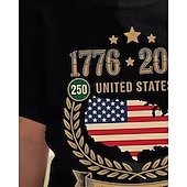 preiswerte 250. Jahrestag USA-100% Baumwolle Kinder Mädchen Schwarz Grafik USA Flagge 250-jähriges Jubiläum Amerikanische US-Flagge für Kinder T-Shirt Rundhalsausschnitt Kurzarm Urlaub Sport &amp; Outdoor Alltagskleidung Aktiv Urlaub