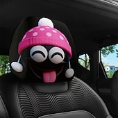 رخيصةأون أغطية الأثاث-2 قطعة من أغطية مسند رأس السيارة المطبوعة عليها قبعة عيد الميلاد المدهشة، ديكور السيارة، بدون حشو، سهلة التركيب والغسل، مناسبة للسفر لمسافات طويلة لتخفيف التعب، ديكور سيارة مضحك مثالي