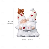 cheap Valentine's Day-Valentine's Day Gnome Resin Figurine – Cute Cartoon Coffee Elf Statue, Hand-Painted Desk Decor, Pink Room Ornament for Shelf Display, Wedding Anniversary Party Decorations, Funny Gifts Home Decor