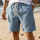 billiga Vardagsshorts-Herr Sommarshorts Beach Shorts Casual shorts Manchester Shorts Snörning Elastisk midja Ensfärgat Komfort Knelängd Dagligen Utomhus Helgdag Semester Mode Marinblå Kaki Microelastisk