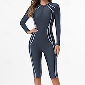 preiswerte One Pieces Rash Guards-Damen Anti UV Shirt Badeanzug Einteilige Patchwork Reißverschluss UV Schutz Hohe Elastizität Langarm Bademode Surfen Tauchen Schnorcheln Sommer