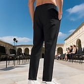 preiswerte Freizeithosen-Herren Hose Freizeithose Baggy-Hosen Kordelzug Tasche Elastischer Bund Einfach Komfort Weich Lässig Täglich Outdoor Urlaub Mode Schwarz Armeegrün