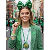  Set med gröna paljetter för kvinnors accessoarer till St. Patricks Day – inkluderar rosettband, örhängen, slips, armband och mer för festliga firanden