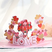 abordables Luces decorativas-Tarjeta 3D en Forma de Corazón Pop Up Regalos Rosados Compromisos Esposa Novio Esposo Novia 1 Tarjeta 1 Sobre