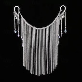 olcso Tánckiegészítők-Samba Kiegészítők Pompás Ezüst Hangzású Teljes Arc Lánc Maszk - Csillogó Bojt Fátyol Mardi Gras Rave Partin Teljesítmény Jelmez