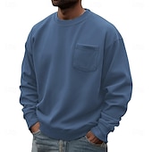 Χαμηλού Κόστους Βασικά φούτερ-Ανδρικά Πουλόβερ Θαλασσί Πράσινο Χακί Ρουμπίνι Βαθυγάλαζο Καφέ Στρογγυλή Ψηλή Λαιμόκοψη Σκέτο Τσέπη Καθημερινά Αθλήματα &amp; Ύπαιθρος Αργίες Πολυεστέρας Κομψό στυλ street Βασικό Καθημερινό