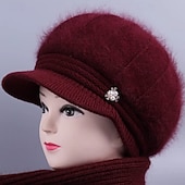 olcso Kalapok-Női Kalap Téli kalapok Szélbiztos Meleg Napi Szabadtéri Utca Kötött Tiszta szín