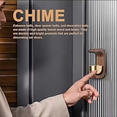abordables Esculturas-Paquete de 2 timbres magnéticos de madera maciza con ventosa para abrir puertas, alerta de entrada adhesiva inalámbrica con timbre suave para el hogar, la oficina, la tienda y las puertas para