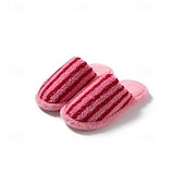 cheap Home Slippers-Cotton Slippers for Women Closed Toe Color Block Plush Striped Furry Indoor Home Soft Cozy House Slippers