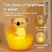 cheap Nursery Night Lights-7-Color Gradient Koala Soft Silicone Patting Light Usb Charging Nightlight Timer Christmas New Year Festival Birthday Gift Bedroom Atmosphere Light