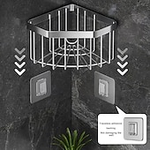 billige Reisevesker og håndbagasje-Plassbesparende kjøkkenvaskorganisator, kraftig trekantet avløpsstativ med svampholder, oppvaskstativ og skjærebrettspor, veggfeste, rustfritt stål, slitesterk konstruksjon, enkel å rengjøre, moderne