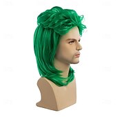 preiswerte Party Perücken-Grüne Perücken Mullet-Perrücken grün lockig 70er 80er Retro Cosplay-Kostümperücke Disco-Perrücken