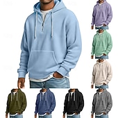 economico felpe con cappuccio da uomo di base-Per uomo Felpa con cappuccio Felpa con cappuccio a nido d'ape Blu Nero Verde chiaro Verde militare Viola Con Cappuccio Semplice Tasca a marsupio Sport &amp; Outdoor Casuale Quotidiano senza stampa