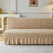 halpa Futon sohva kansi-2 eri kokoa hameen helmatyylinen jacquard-kangas käsinojaton vuodesohvan päällinen sohvan uudenvuoden koristepäälliset joustava suoja joustava penkin päällinen
