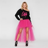 baratos Partes inferiores-Fantasia fantasia saia de tule Saia Tutu Retro Vintage Anos 80 Multi Camadas Assimétrico Inchado Adulto Mulheres Dia Das Bruxas Carnaval Festa Espetáculo Dança Balé Vestir-se