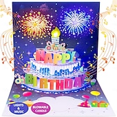 tanie Dekoracyjne światła-kartki urodzinowe fajerwerki wyskakujące ciasto dmuchane światło i muzyka kartka urodzinowa prezenty dla kobiet mężczyzn mamy dzieci