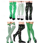 Недорогие домашние носки-Ирландские зеленые носки до колен в стиле Дня Святого Патрика с клевером, праздничные колготки для парада в честь Дня Святого Патрика, праздничная одежда для ног, набор носков в ирландском стиле.