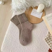 זול גרביים לבית-גרביים עבות עם בטנת פליז, גרבי חורף, קז'ואל וחמים לנשים, סופגות זיעה, נעימות ללבישה יומיומית, נעליים למזג אוויר קר