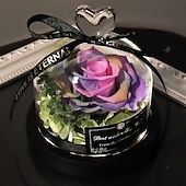 levne kutilské umění-Konzervovaná pravá růže v krásném kreativním designu srdce skleněná kopule růžový dárek pro ni