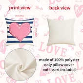 cheap Throw Pillows,Inserts &amp; Covers-Valentine's Day Pillow Cover, Heart Print Decorative Cushion for Sofa, Bedroom, Living Room, Perfect for Creating a Romantic Holiday Atmosphere, Cozy Accent Pillow for Home Decor