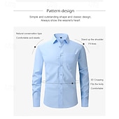 abordables Camisas de vestir para hombres-Hombre Camisa para Vestido Abotonar la camisa Plano Trabajo Boda Azul Real Manga Larga Cuello Vuelto Todas las Temporadas Ropa