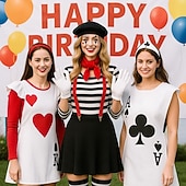 baratos Trajes Femininos-Mais Acessórios Fantasia fantasia Mímico Palhaço Mímico circo Traje Cosplay Listrado Adulto Mulheres Dia Das Bruxas Carnaval Festa Espetáculo Vestir-se