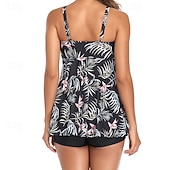 abordables Surfing Tankinis &amp; Bikinis-Mujer Traje de baño con estampado floral Traje de baño Tankini Floral Tropical Control de barriga Elástico Sin Mangas Bañadores Surf Playa Vocación Verano