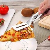 お買い得  キッチン用品＆小物-3個のステンレススチール製厚手フライパンフォークステーキフィッシュスパチュラキッチンスパチュラ多機能ステーキクリップパンケーキツール耐熱フィッシュスパチュラ大型フリップアンドサーブトング