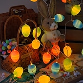tanie Łańcuchy świetlne baterii-Wielkanocne lampki choinkowe zasilane bateryjnie, dekoracje LED, wiosenne lampki choinkowe do domu, do wewnątrz i na zewnątrz, do koszyka wielkanocnego, na imprezę, do sypialni, na sezon