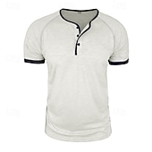 Χαμηλού Κόστους Casual Tee Henley-Ανδρικά Πουκάμισο Henley Κοντομάνικα Μπλούζα από 100% βαμβάκι Κοντομάνικο Συμπαγές Χρώμα Σκέτο Μονόχρωμη Μοντέρνα Υψηλής Ποιότητας Καθημερινό Μπλοκ χρωμάτων Κουμπιά Χένλι Causal
